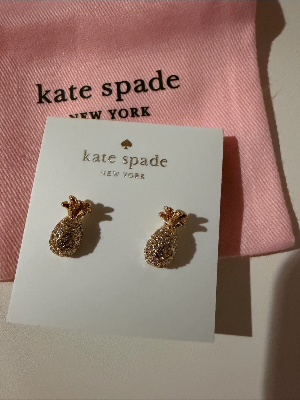 kate spade gold-tone crystal pineapple stud earrings - kids accessories